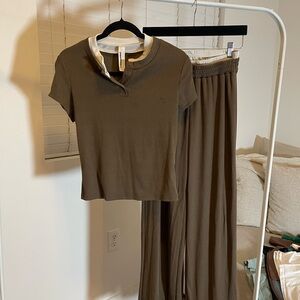 Missguided + Brown Wide Leg Pants Set